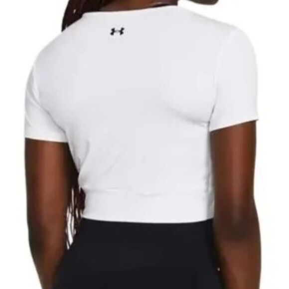 UNDER ARMOUR Motion Crossover Short Sleeve White Crop Top Womens Large - Picture 12 of 15